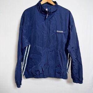 Chaps Ralph Lauren Mens Navy Blue Vintage Windbreaker Full Zip Jacket 93963 Lg